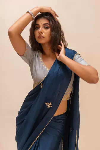 Yale Blue Gotapatti Saree Set