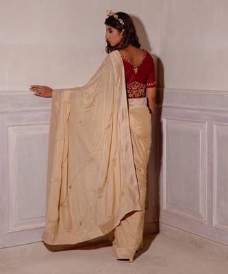 Ivory Cream Gotapatti Saree Set 2