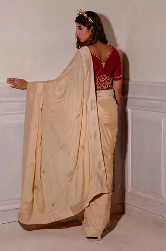 Ivory Cream Gotapatti Saree Set