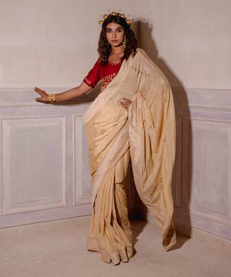 Ivory Cream Gotapatti Saree Set 3