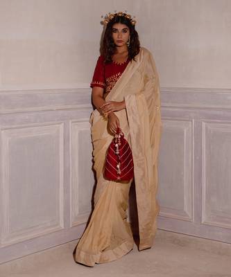 Ivory Cream Gotapatti Saree Set 4