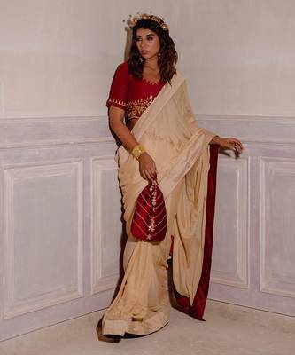 Ivory Cream Gotapatti Saree Set 1