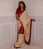 Ivory Cream Gotapatti Saree Set