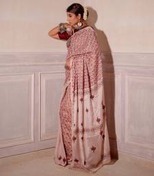Blush Pink Hand Blocked Saree Set