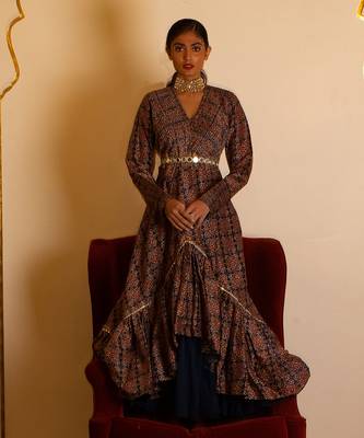 Ajrakh Print Pintuck Dress 1