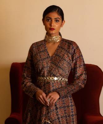 Ajrakh Print Pintuck Dress 2