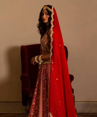 Rustic Red Bridal Lehenga Set 7
