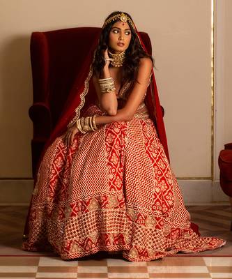 Rustic Red Bridal Lehenga Set 9