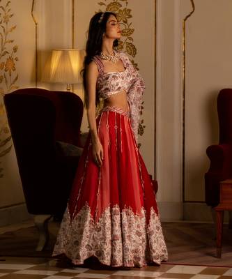 Multi-Coloured Organza Lehenga Set 1