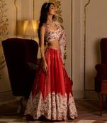 Multi-Coloured Organza Lehenga Set