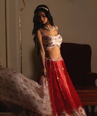 Multi-Coloured Organza Lehenga Set 7