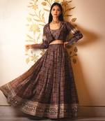 Ajrakh Print Skirt And Coat Set