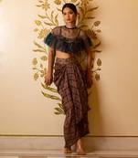 Ajrakh Print Drape Skirt Set