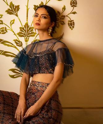 Ajrakh Print Drape Skirt Set 4
