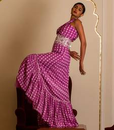 Purple Printed One Shoulder Long Dress