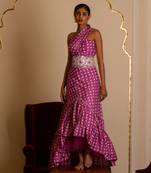 Purple Printed One Shoulder Long Dress