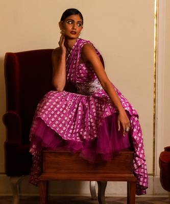 Purple Printed One Shoulder Long Dress 6