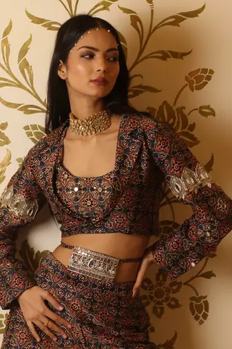 Ajrakh Print Tie-At-Waist Pant Coat Set