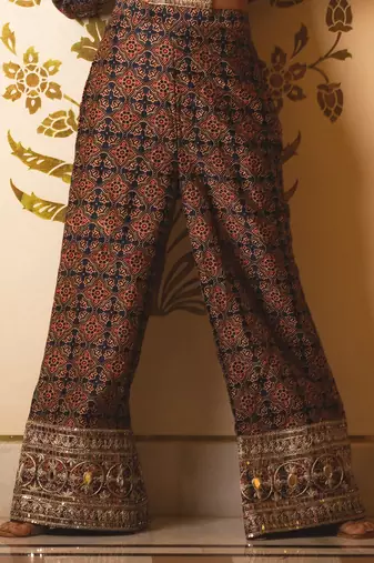 Ajrakh Print Tie-At-Waist Pant Coat Set