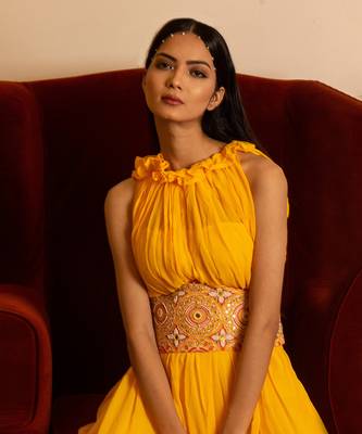 Yellow Dress With Corset Belt 3