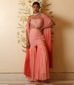 Baby Pink Sharara Set With Shrug