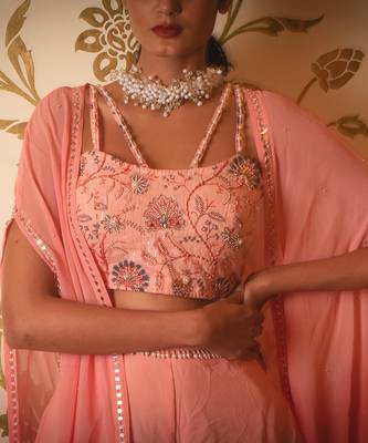 Baby Pink Sharara Set With Shrug 2