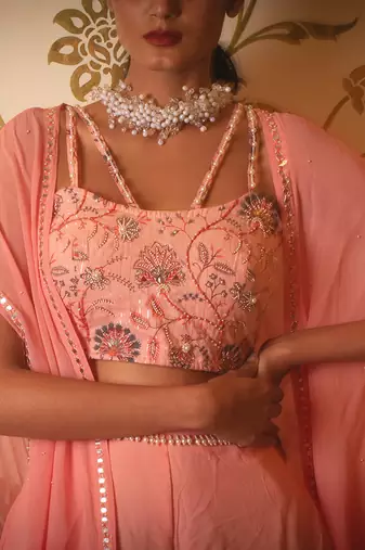 Baby Pink Sharara Set With Shrug
