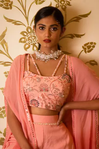 Baby Pink Sharara Set With Shrug
