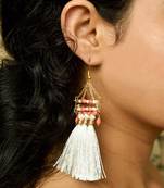 White Misty Tassel Earrings 