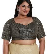 Salwar Studio Women's Black Silk Readymade Saree Blouse