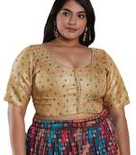 Salwar Studio Women's Gold Brocade Readymade Saree Blouse