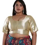 Salwar Studio Women's Gold Shimmer Readymade Saree Blouse