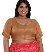 Salwar Studio Women's Rose Gold Shimmer Readymade Saree Blouse