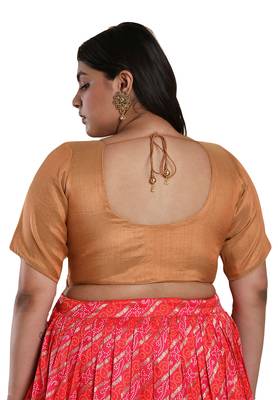 Salwar Studio Women's Rose Gold Shimmer Readymade Saree Blouse 2