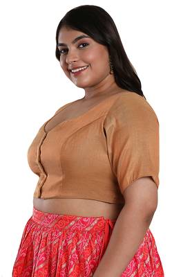 Salwar Studio Women's Rose Gold Shimmer Readymade Saree Blouse 3