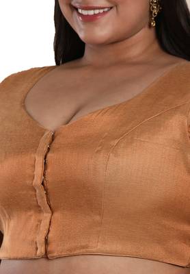 Salwar Studio Women's Rose Gold Shimmer Readymade Saree Blouse 5