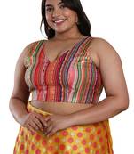 Salwar Studio Women's Multicolor Silk Blend Readymade Saree Blouse