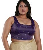 Salwar Studio Women's Brinjal Tissue Readymade Saree Blouse