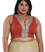 Salwar Studio Women's Red Silk Readymade Saree Blouse