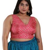 Salwar Studio Women's Pink Silk Blend Readymade Saree Blouse