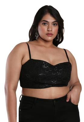 Salwar Studio Women's Black Net Readymade Saree Blouse 1