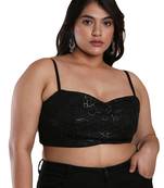 Salwar Studio Women's Black Net Readymade Saree Blouse