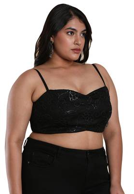 Salwar Studio Women's Black Net Readymade Saree Blouse 3