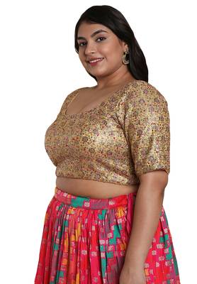 Salwar Studio Women's Gold Multi Net Readymade Saree Blouse 3