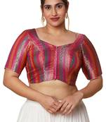 Salwar Studio Women's Purple Brocade Readymade Saree Blouse