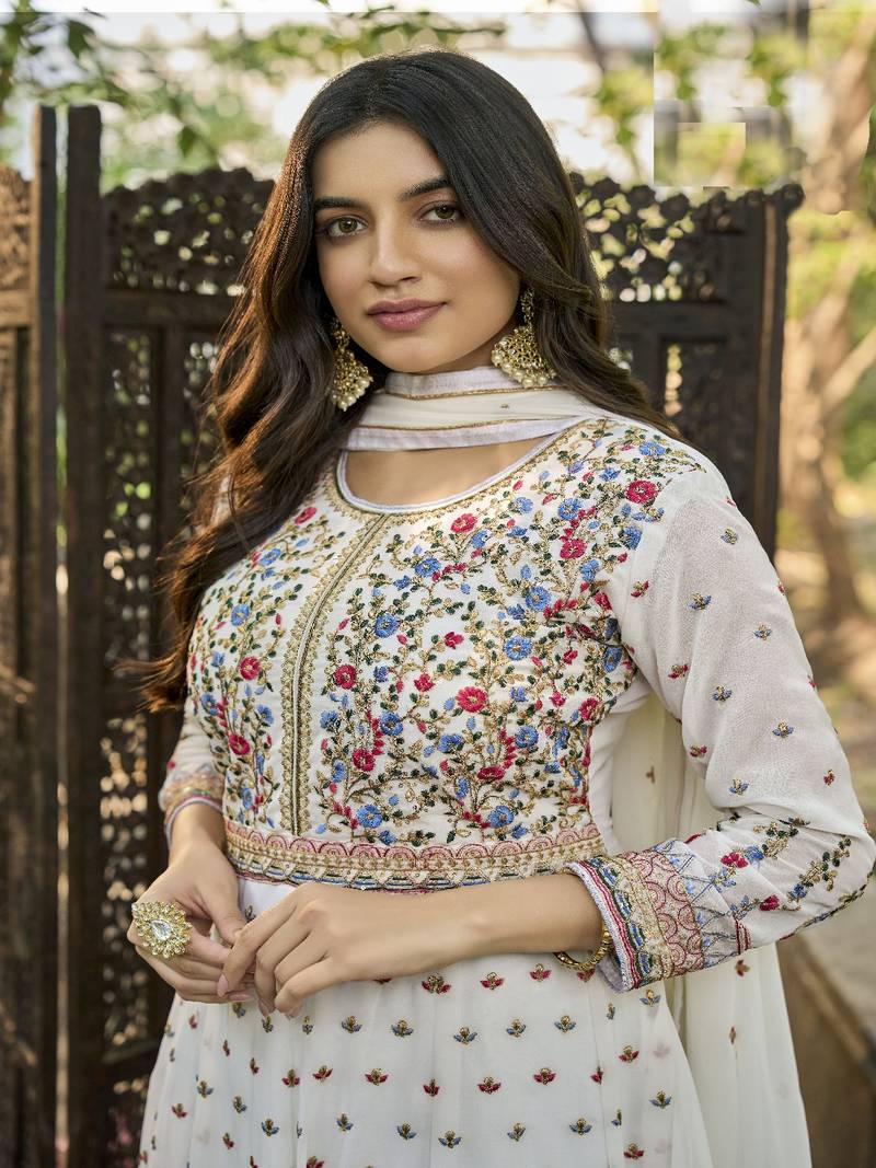ROMAN SILK WITH SEQUENCE EMBROIDERY AND SILVER SIFFON WITH PRINTED WORK DUPATTA TOP & SALWAAR SUIT