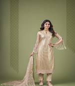 Beige Colour Girlish Salwaar Kameez In Net Fabric