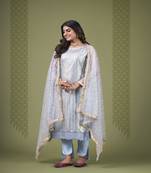 Sky Blue Colour Girlish Salwaar Kameez In Net Fabric