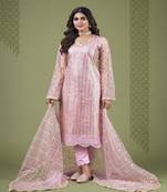 Onion Pink Colour Girlish Salwaar Kameez In Net Fabric