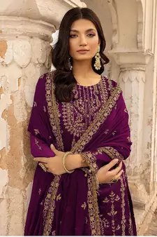 Purple Colour Embroidered Georgette Fabric Semi Stiched Festive Salwaar Kameez